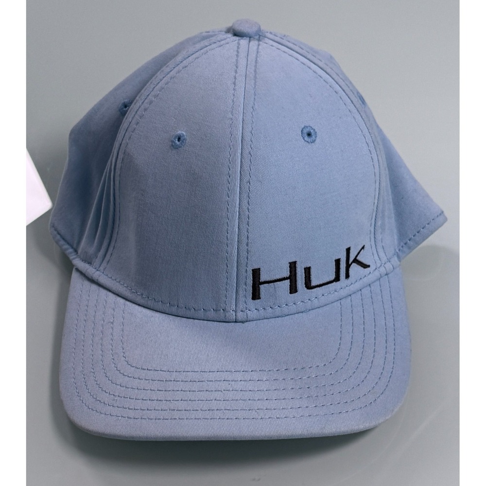 HUK Performance Fishing Hat Cap Light Blue A-Flex Stretch Fit Mens - Sz M-L